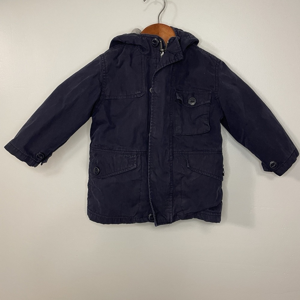 GAP‎ Boys Sz 18-24m Navy Blue Coat Jacket Removable Inner Liner Spring